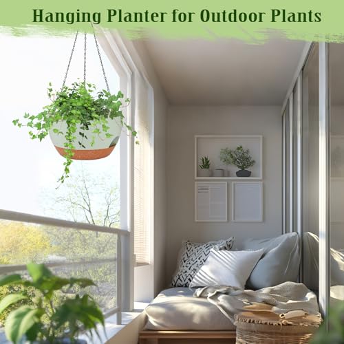 Self Watering Hanging Planters 2 Pcs,12Inch Hanging Basket for Plants,Green - color: Green, size: 12 Inch