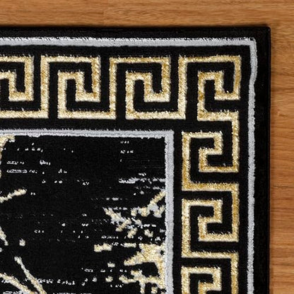 GLORY RUGS Area Rugs Marble 4x5 Black Gold Carpet Modern Abstract Rug Living Room Dining Bedroom Rug - color: Black, size: 4' x 5' (Rectangular)