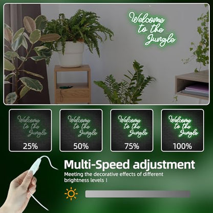 Welcome to the Jungle Neon Sign Wedding Led Sign Jungle Neon Light - color: Colorful-A-jungle green