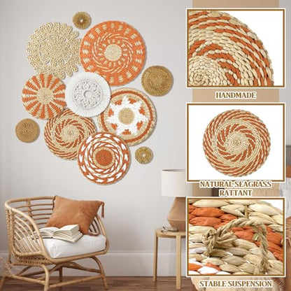 Tatuo 11 Pcs Boho Wall Basket Decor Woven Wall Hanging Art, Delicate - style: Delicate
