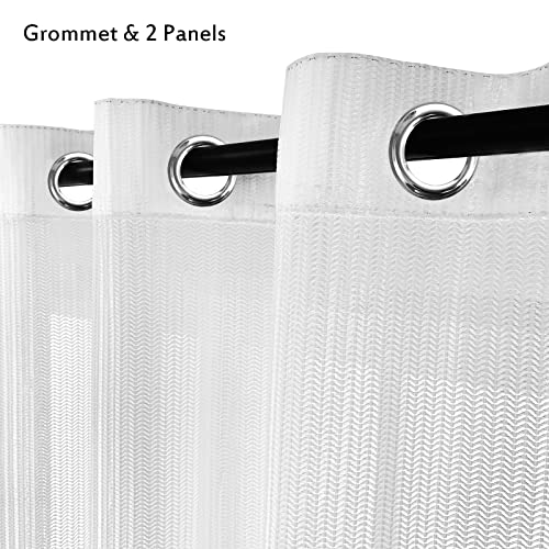 2 Panels Set Sheer Curtains 96 inch Length White 52" W x 96" L - color: White, size: 52"W x 96"L (Pack of 2)