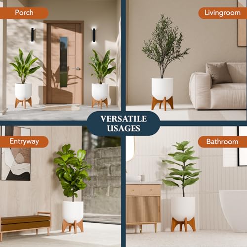 KUTE NEST 8.8" H x 14" W Acacia Solid Wood Plant Stand - Walnut - color: Walnut, size: Low - Small - 8.8"H x 14"W