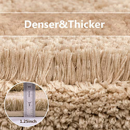 VANZAVANZU Bathroom Rug Set - 2 Piece Non Slip Extra Soft Absorbent Bath Mats - Microfiber Shaggy Thick - Machine Washable (16"x24" Plus 20"x32", Beige) - color: Beige, size: 16"x24" Plus 20"x32"