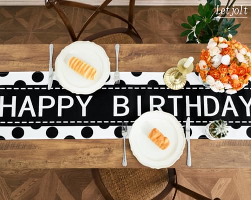 Letjolt Happy Birthday Table Runner 72 Inches Black Dot (Pack of 2) - color: Black Point, size: 12x72 Inches (Pack of 2)