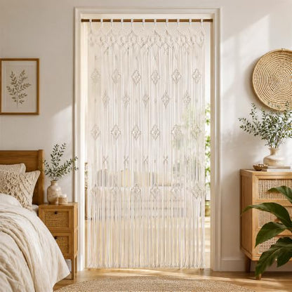 Foreate Boho Macrame Curtain for Doorways Macrame Wall Hanging 39”x79 1PC - size: 39”W x79"L (Pack of 1)