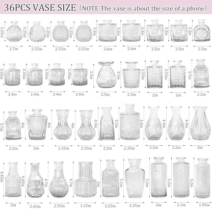 Set of 36 Glass Bud Vases Small Flower Vases for Centerpieces - color: Clear