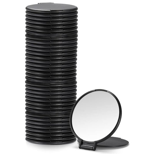 Qislee 36 Pack Compact Mirrors Bulk for Party Favors Purse Travel, Black - color: 36 Pcs-black