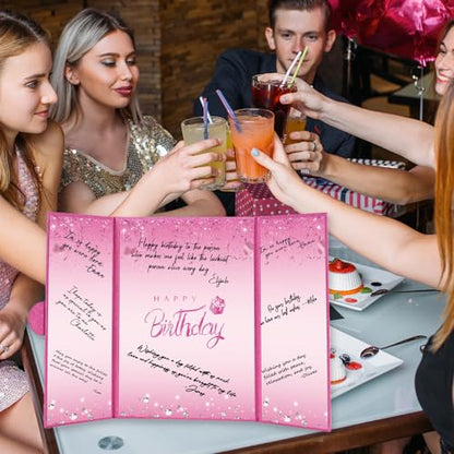Crenics Hot Pink Happy Birthday Guest Sign in Book Alternative 18" x 12" - color: Hot Pink