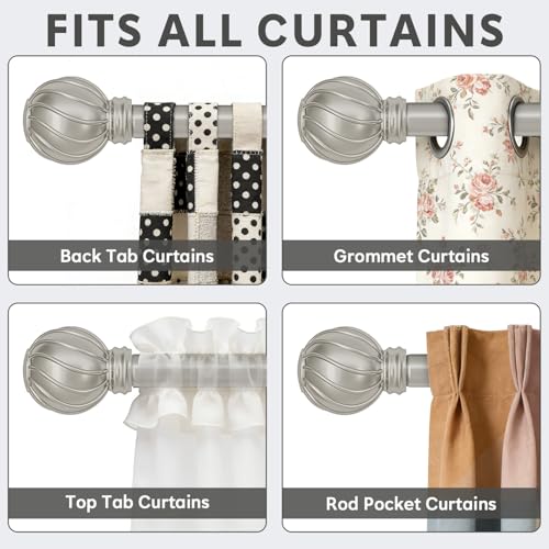 Silver Curtain Rods for Windows 28 to 48 Inch 7/8" Diameter Small - color: Silver, size: 18"-60"|1 Pack