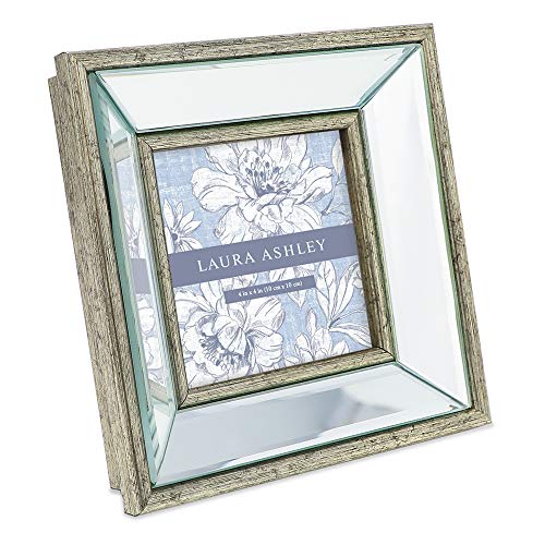 Laura Ashley 4x4 Silver Beveled Mirror Picture Frame Tabletop & Wall Mount - color: Silver, size: 4x4