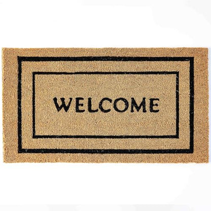 KANKUN Coco Coir Door Mat with Heavy Duty Backing, Welcome Doormat (17" x 30"), Doormat Entrance (Double Box) - color: Double Box