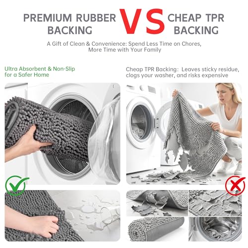 Amyracel Bathroom Rugs Mat 24x72, Thick Soft Quick Dry Absorbent - color: Grey, size: 24" x 72"