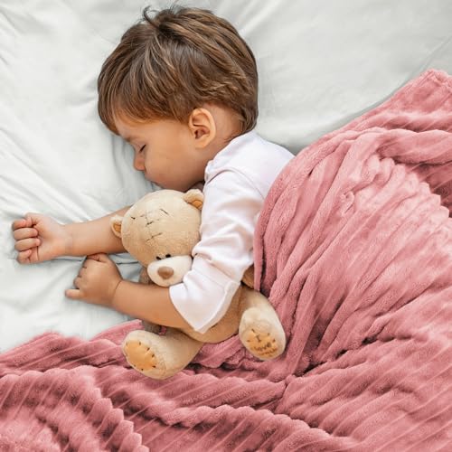 BEDELITE 3D Ribbed Pink Baby Blankets for Boys Girls 30"x 40" - color: Dusty Pink, size: Kids(30"x40")