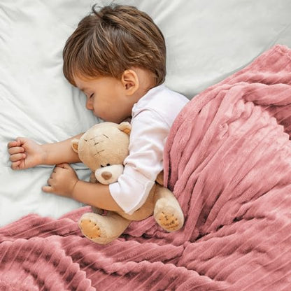 BEDELITE 3D Ribbed Pink Baby Blankets for Boys Girls 30"x 40" - color: Dusty Pink, size: Kids(30"x40")