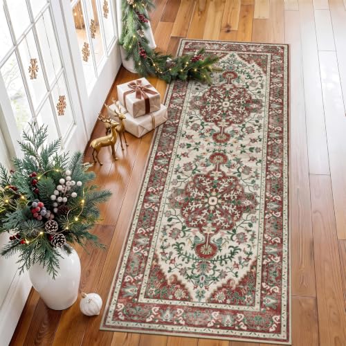 U'Artlines 2' x 6' Christmas Hallway Runner Rug, Non Slip Accent Rug, Red - color: Christmas Red, size: 2' x 6' (Runner)