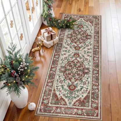 U'Artlines 2' x 6' Christmas Hallway Runner Rug, Non Slip Accent Rug, Red - color: Christmas Red, size: 2' x 6' (Runner)