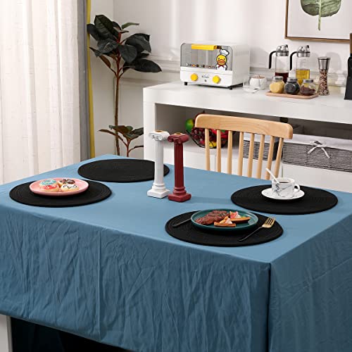 4 Pack Round Woven Placemats,13.8 inch Plate Chargers Black Thick Place Mats Cotton Rope Braided Tablemats Rattan Tablemats Black Weave Placemats for Dining Table - color: Black, size: Round Set of 4