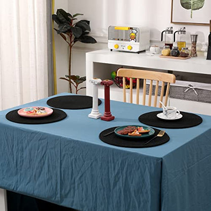 4 Pack Round Woven Placemats,13.8 inch Plate Chargers Black Thick Place Mats Cotton Rope Braided Tablemats Rattan Tablemats Black Weave Placemats for Dining Table - color: Black, size: Round Set of 4
