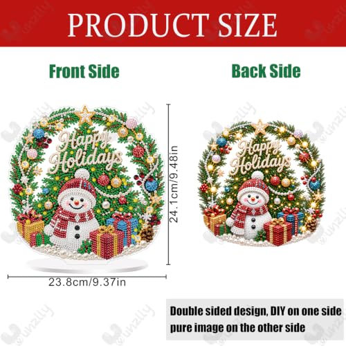 Yunzlly Stand Up Diamond Art Painting Kit, Desktop Gem Painting Ornament Kit for Adults, Tabletop Acrylic Diamond Board Painting (Happy Holidays) - color: Happy Holidays
