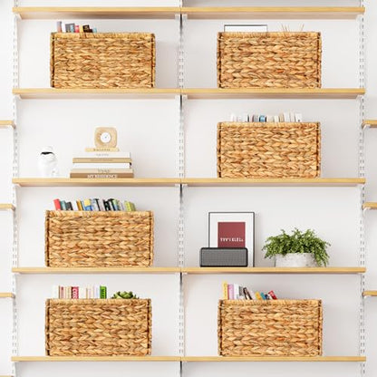 SpaceAid 6 Pack Wicker Basket, Storage Baskets for Organizing, Woven Rattan Basket with Handles for Shelves, Water Hyacinth Large Cube Organizer Storage Bin, 13x8.2x7 inch, Natural - size: 6-Pack, 13x8.2x7in