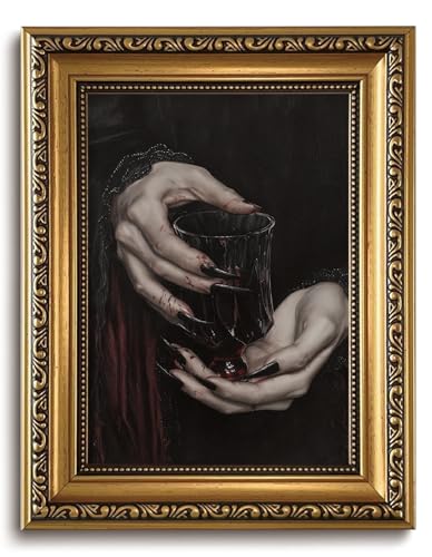 LHHJDIO Vintage Gold Framed Wall Art Dark Academia Gothic Canvas Wall Art Moody Clawed Hands Dracula Pictures Wall Decor Luxury Vampire Romantic Art Prints for Living Room Bedroom Study - color: Dark-7, size: 10"L x 8"W