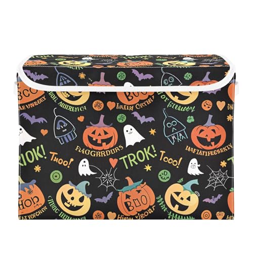 Halloween Ghost Pumpkin Ghosts Storage Bins with Lids and Carrying Handle,Foldable Storage Boxes Organizer Containers Baskets Cube with Cover for Home Bedroom Closet Office - color: Halloween Ghost Pumpkin