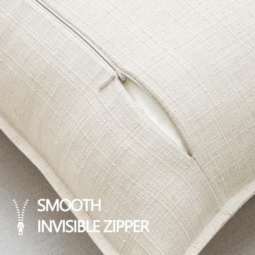 MIULEE Thick Textured Euro Sham Throw Pillow Covers 26x26 in Natural Beige - color: Natural Beige, size: 26" x 26" (Pack of 2)