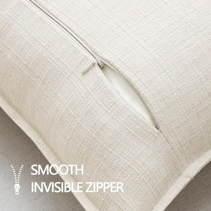 MIULEE Thick Textured Euro Sham Throw Pillow Covers 26x26 in Natural Beige - color: Natural Beige, size: 26" x 26" (Pack of 2)