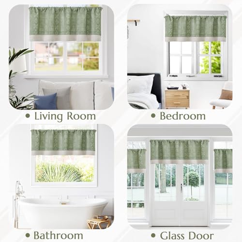 jinchan Striped Kitchen Valance 18 Inch Modern Boho 1 Panel Green - color: Boho Green, size: 50"W x 18"L (Pack of 1)