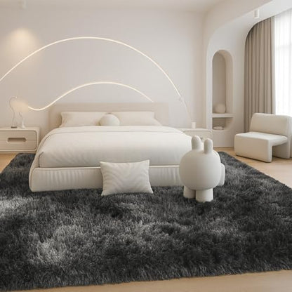 Area Rugs for Living Room, Bedroom, Darkgrey Plush Fluffy Carpet - color: Darkgrey, size: 6' x 9' (Rectangular)