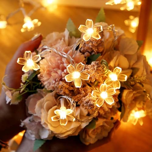 Decorative 100 LED Warm White Cute Cherry Blossom Flower Fairy Light String - color: Warm White