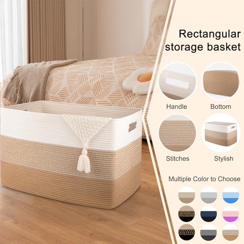 OIAHOMY 108L Extra Large Blanket Basket Dog Toy Basket Light Brown - color: Gradient Light Brown