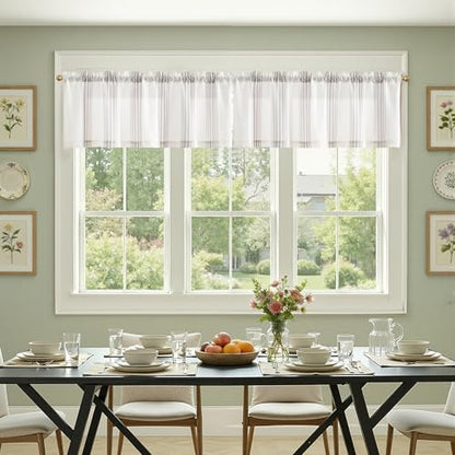 jinchan Linen Balanced Stripe Valances for Window 16 inch,Grey,1 Panel - color: Balanced Stripe | Grey, size: 50"W x 16"L (Pack of 1)