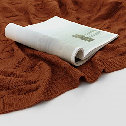 Aormenzy Dark Terracotta Knit Throw Blanket Oversized, 60" x 80" - color: Dark Terracotta, size: 60" x 80"