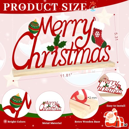 Metal Merry Christmas Sign, Merry Christmas Tabletop Decoration - color: XMAS