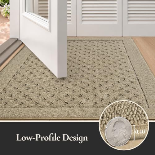 Dirt Trapper Door Mat 36"x 60", Non-Slip Entryway Rugs, Beige - color: Beige, size: 36" x 60"