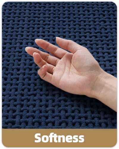 Color&Geometry Dark Blue 60x24 Waffle Bath Mat, Non Slip Bathroom Rug - color: Dark Blue, size: 24"x60"