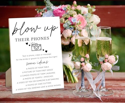 Blow Up Their Phone Sign, Wedding Table Sign, 8" x 11" Wooden Plaque for Wedding Reception Decor
