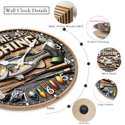 Fish Wooden Battery Operated Wall Clock for Kitchen 12 Inch - color: Brown2, size: 12 Inch