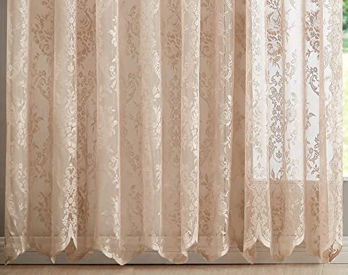 LinenZone 102x84 Linen Lace Patio Door Curtain.(Luna 102x84, Linen) - color: Linen, size: 102"W x 84"L (Pack of 1)