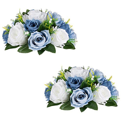 Flower Centerpieces Wedding Tables: Dusty Blue & White, 2 Packs - color: Dusty Blue & White
