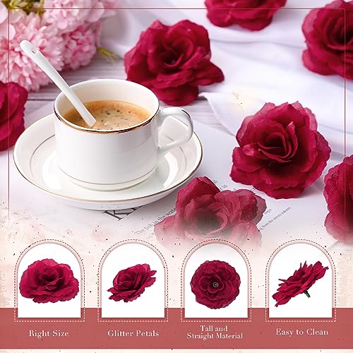 Yunlly 100 Pcs Artificial Flower for Wedding, Wine Red - color: Wine Red