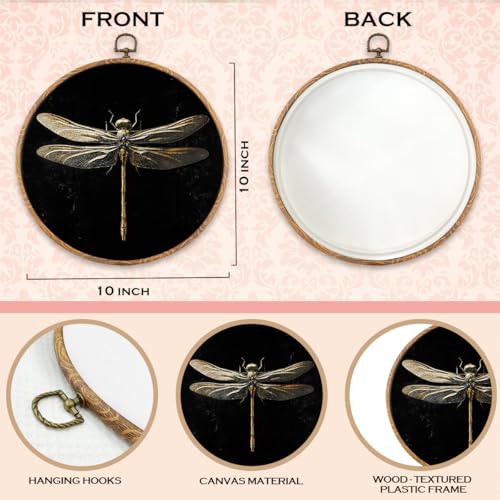 XFN Gold Dragonfly Wall Art Decor,Vintage Dragonfly Art Prints 10x10 Inch - color: Dragonfly