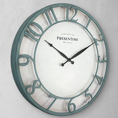 Presentime 21" Farmhouse Series Wall Clock - color: Aged Teal Finish, size: 21 inch