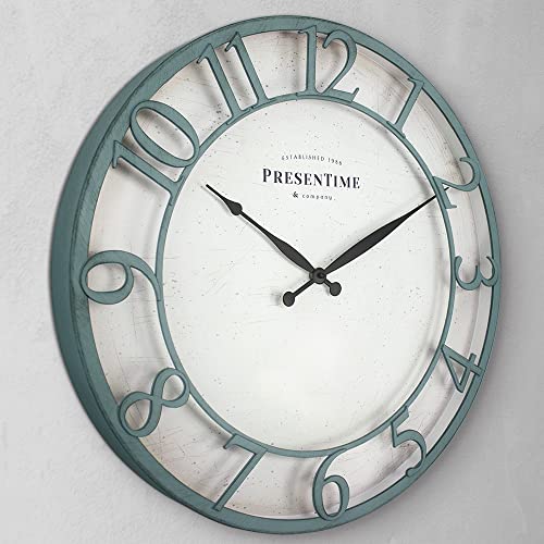 Presentime 21" Farmhouse Series Wall Clock - color: Aged Teal Finish, size: 21 inch