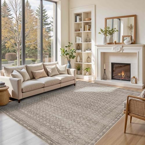 Rugxara Beige Neutral 6x9 Washable Area Rug for Living Room - color: Apricot, size: 6' x 9' (Rectangular)