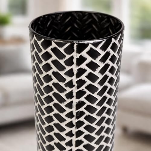 Leewadee Set of 2 Large Floor Vases Metal for Pampas Grass - color: Black, White
