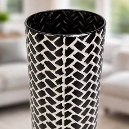 Leewadee Set of 2 Large Floor Vases Metal for Pampas Grass - color: Black, White