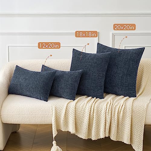 MIULEE Soft Chenille Throw Pillow Covers Dark Navy 16x16 Inch Pack of 2 - color: Dark Navy, size: 16" x 16" (Pack of 2)