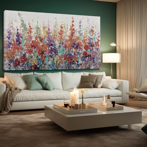 XIANSHOU Floral Wall Art for Living Room/Colorful Decor 24"x 48"/ Blossom Botanical Painting/Wall Decorations for Home Office Bedroom Kitchen Dining Room - color: Colorful, size: 48"L x 24"W